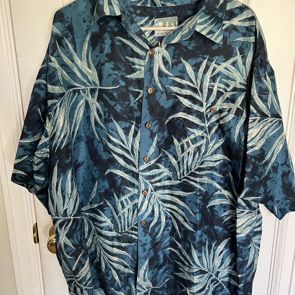 Silk Traders 100% Silk Hawaiian Button Down Shirt Men’s Size XL